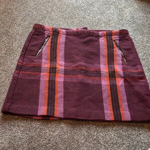 Burgundy Plaid Wool Blend Skirt fully lined great condition size 12